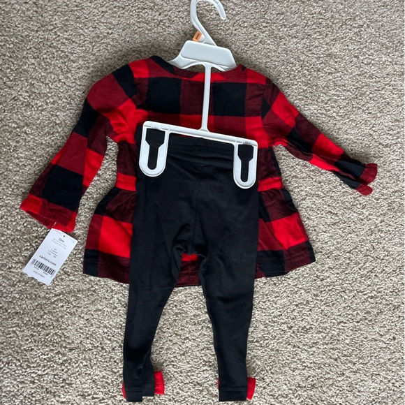 Carter’s Infants Buffalo Plaid 2-Piece Dress with Leggings - NWT - Picture 2 of 4
